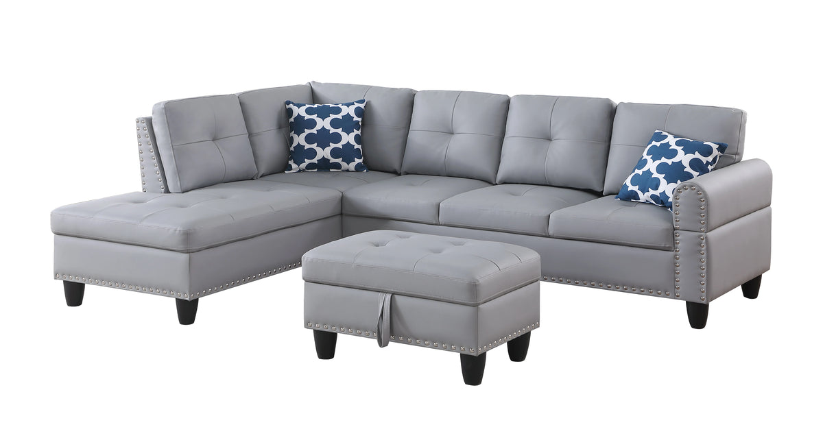 Sectional Sofas Faux Leather L - Shaped Sectional Set with Cup Holders 2pc,Large Sectional Couches