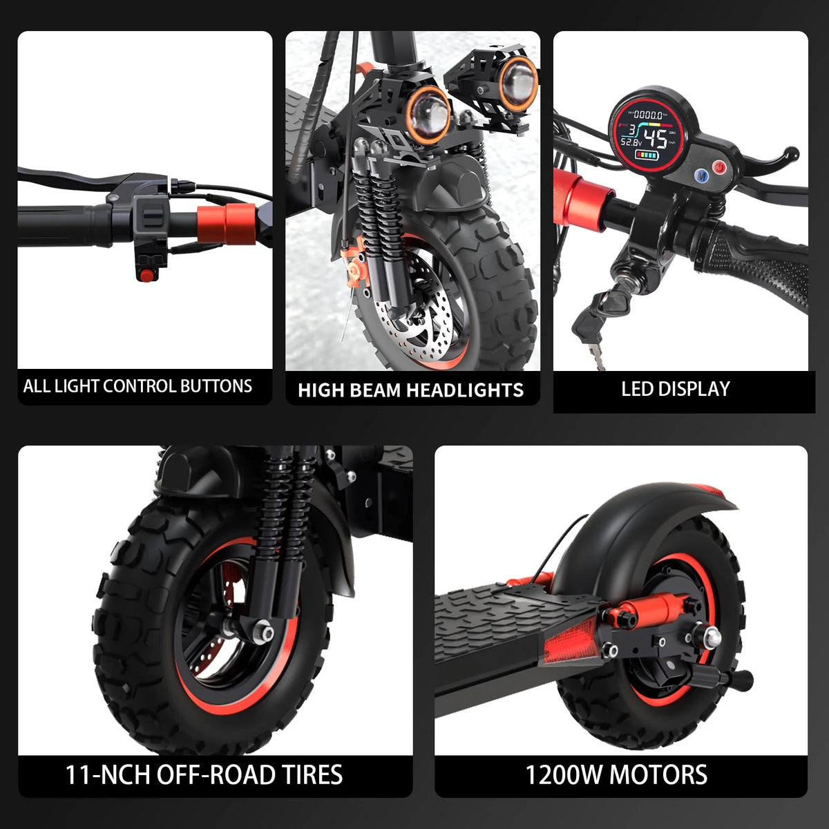 MIWEN 11'' Offroad Electric Scooter for Adult with Seat��1200W Motor up to 34MPH,30-34Miles Long Range Fast Electricscooter��48V 21Ah Foldable Escooter