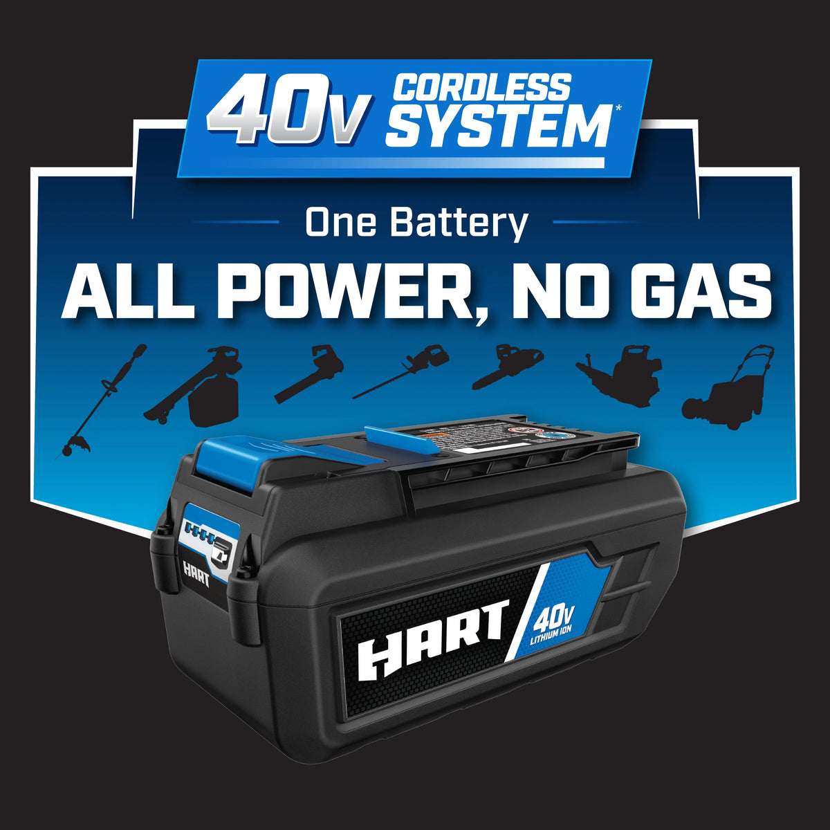 HART 40V 2.5Ah Battery Accessory, Lithium-Ion, On-Board Fuel Gauge