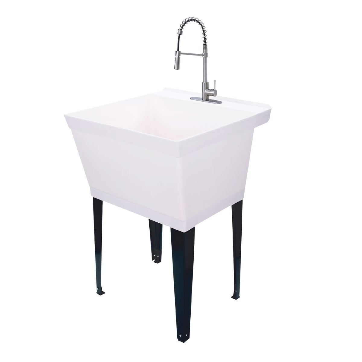 Tehila Blue 19 Gallon Utility Sink with High-Arc Stainless Finish Coil Pull-Down Faucet
