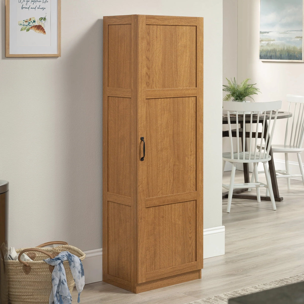 Sauder Storage Cabinet, Highland Oak Finish