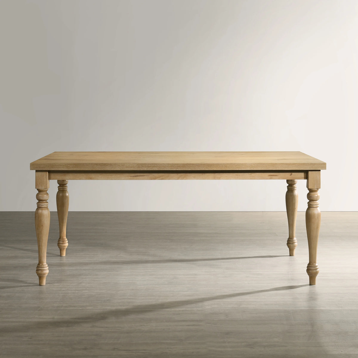 Roundhill Furniture Verta Solid Wood Leg Dining Table with Oak Veneer Top and Turned Legs