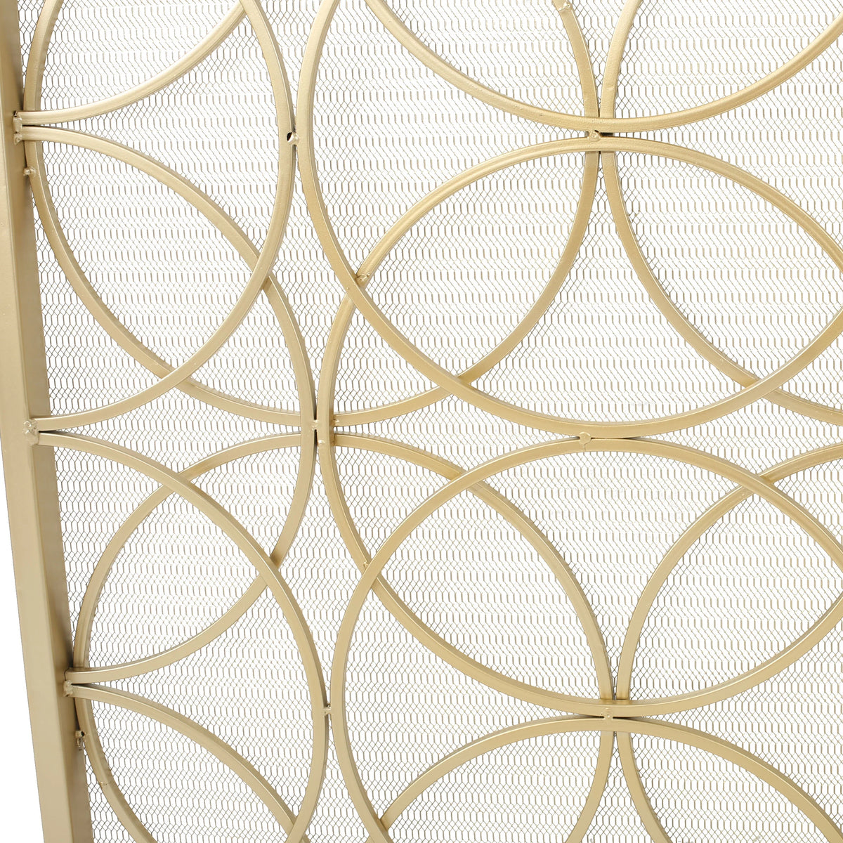 Noble House Emmilou Iron Single Panel Fireplace Screen, Gold