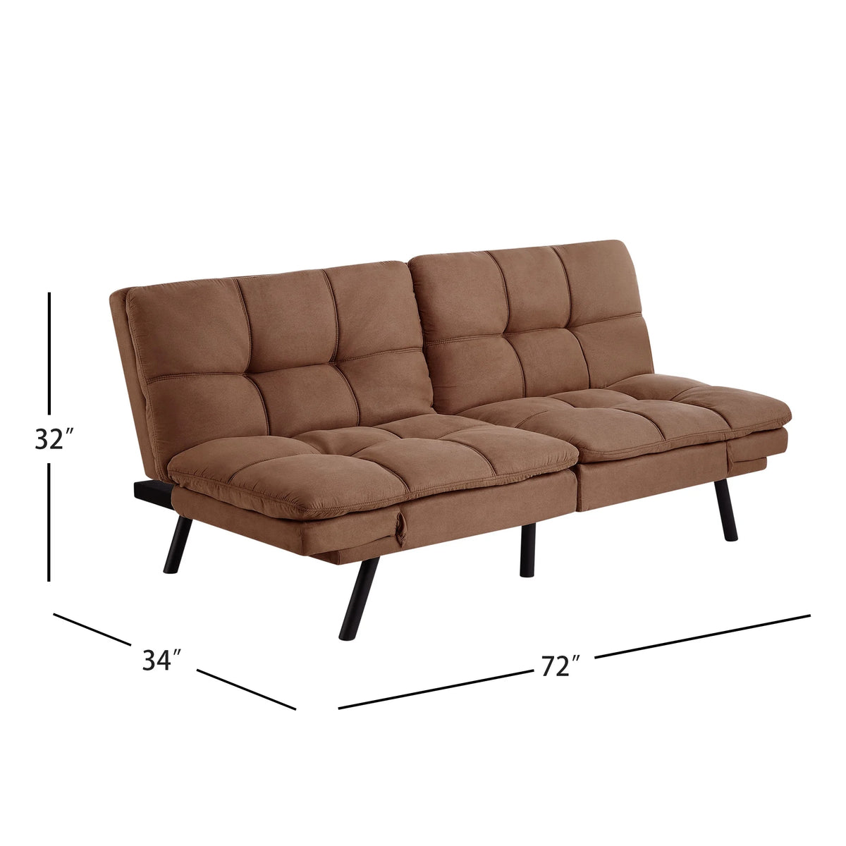 Mainstays Memory Foam Futon with 72",Black
