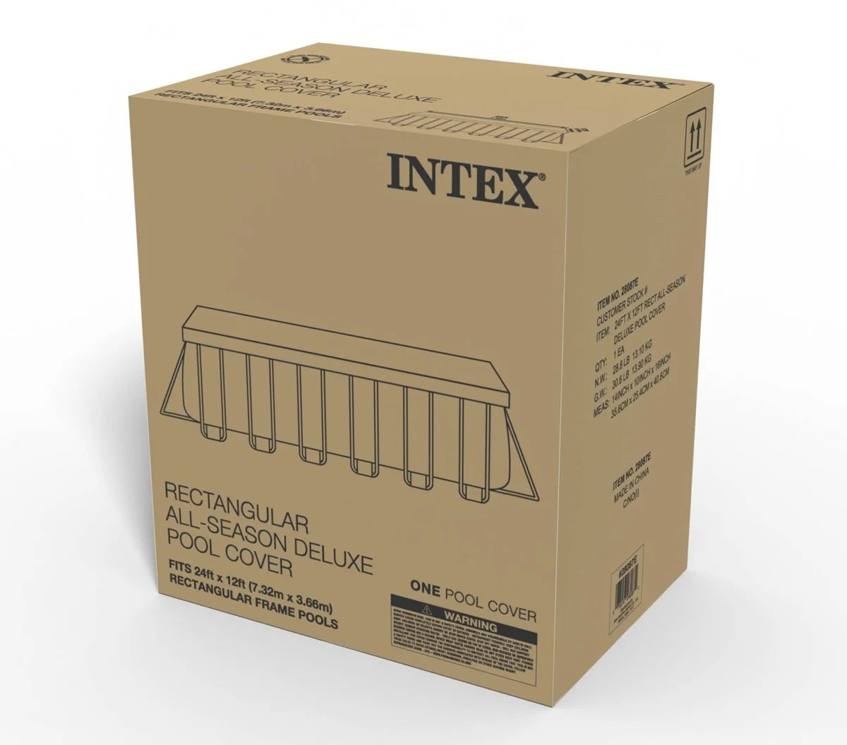 Intex 24FT X 12FT Rectangular All-Season Deluxe Winter Pool Cover for Above Ground Pools