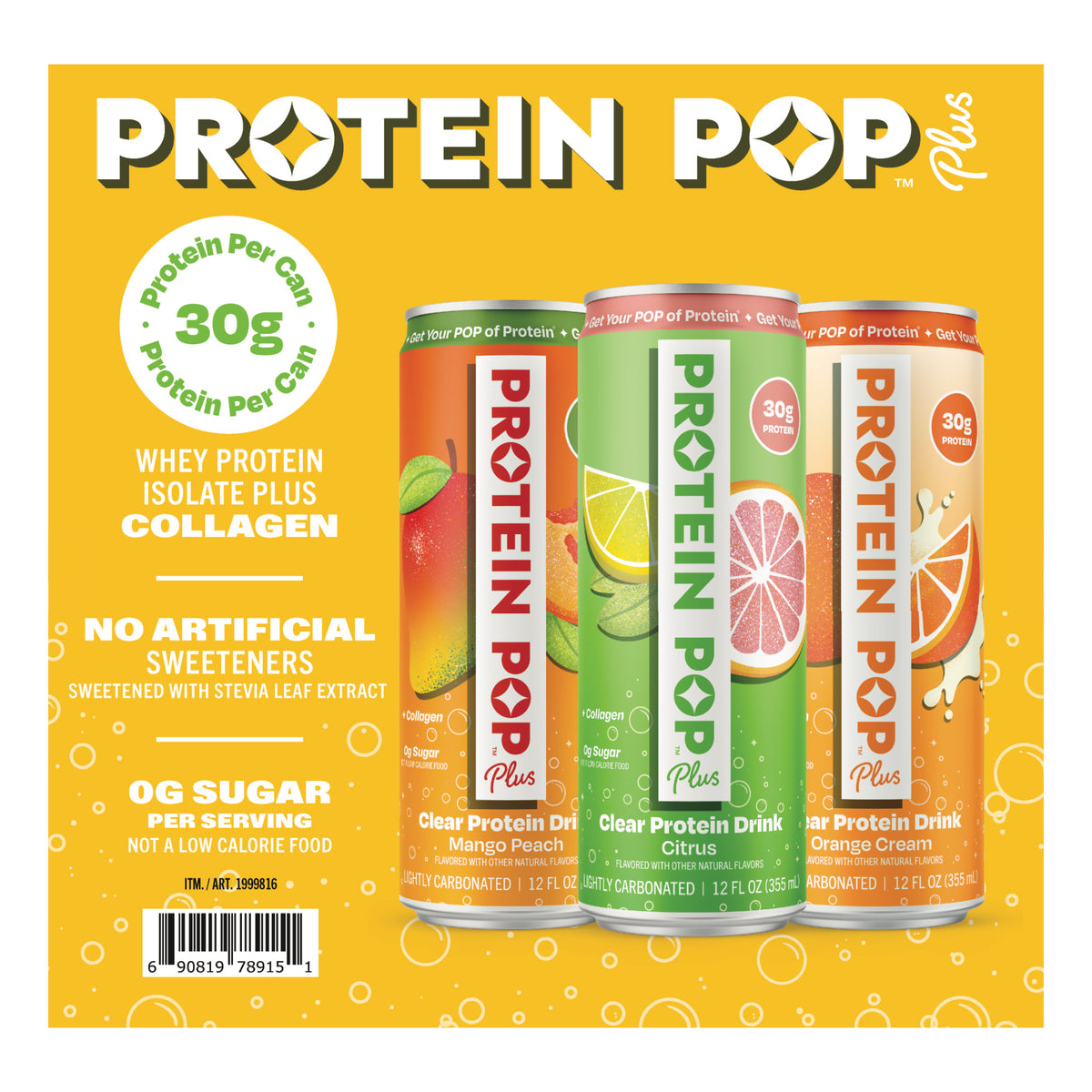 Protein Pop 30g Clear RTD Variety Pack, 15-count