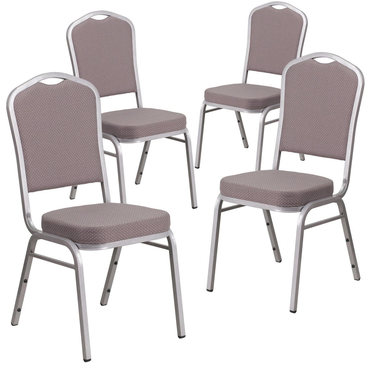 Flash Furniture 4 Pack HERCULES Series Crown Back Stacking Banquet Chair in Black Patterned Fabric - Gold Vein Frame