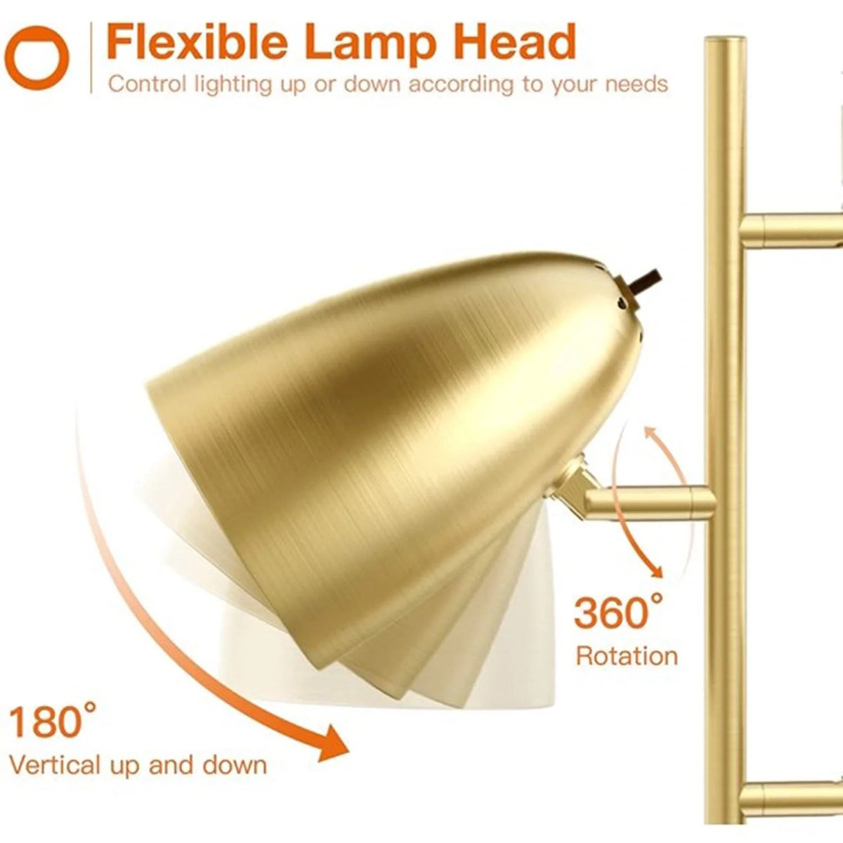 Devo Floor Lamp with 3 LED Edsion Bulb Super Bright Tree Floor Lamps with 360° Adjustable Rotating Shades, Independent Switch Control Reading Light Standing Tall Pole Lamps for Living Room Bedroom