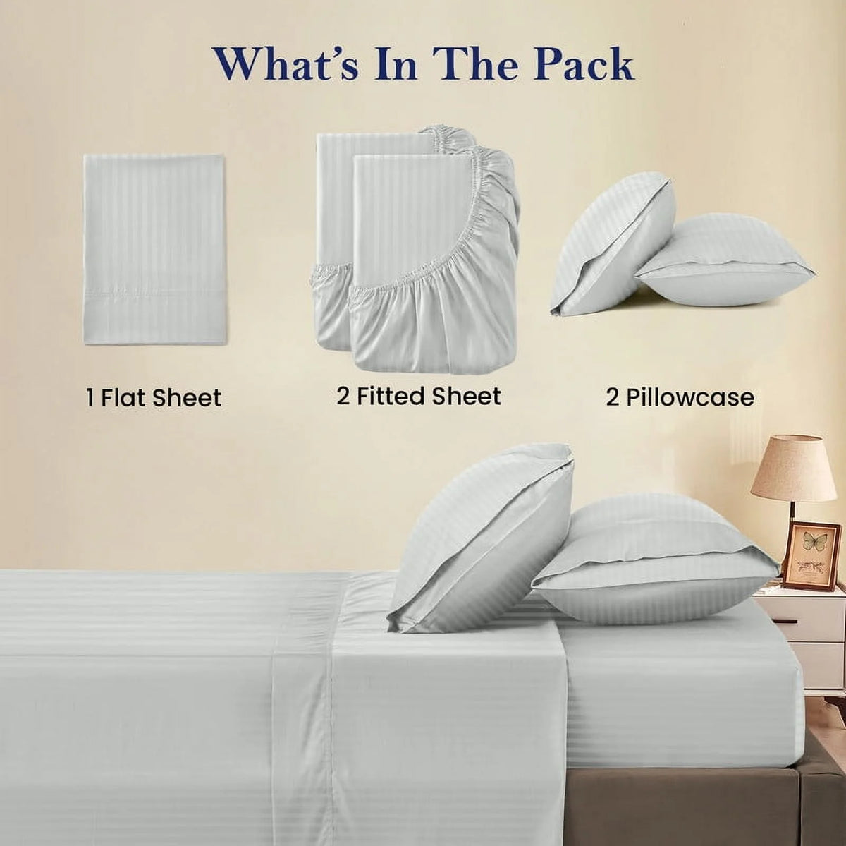 5-Piece Split Queen Sheet Set, 800 Thread Count, 100% Egyptian Cotton, Color Aqua Blue Stripe Pattern, Fits 16-Inch Deep Mattresses