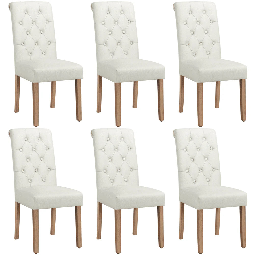 SMILE MART 6pcs Padded Parsons Fabric Upholstered Dining Chairs, Beige