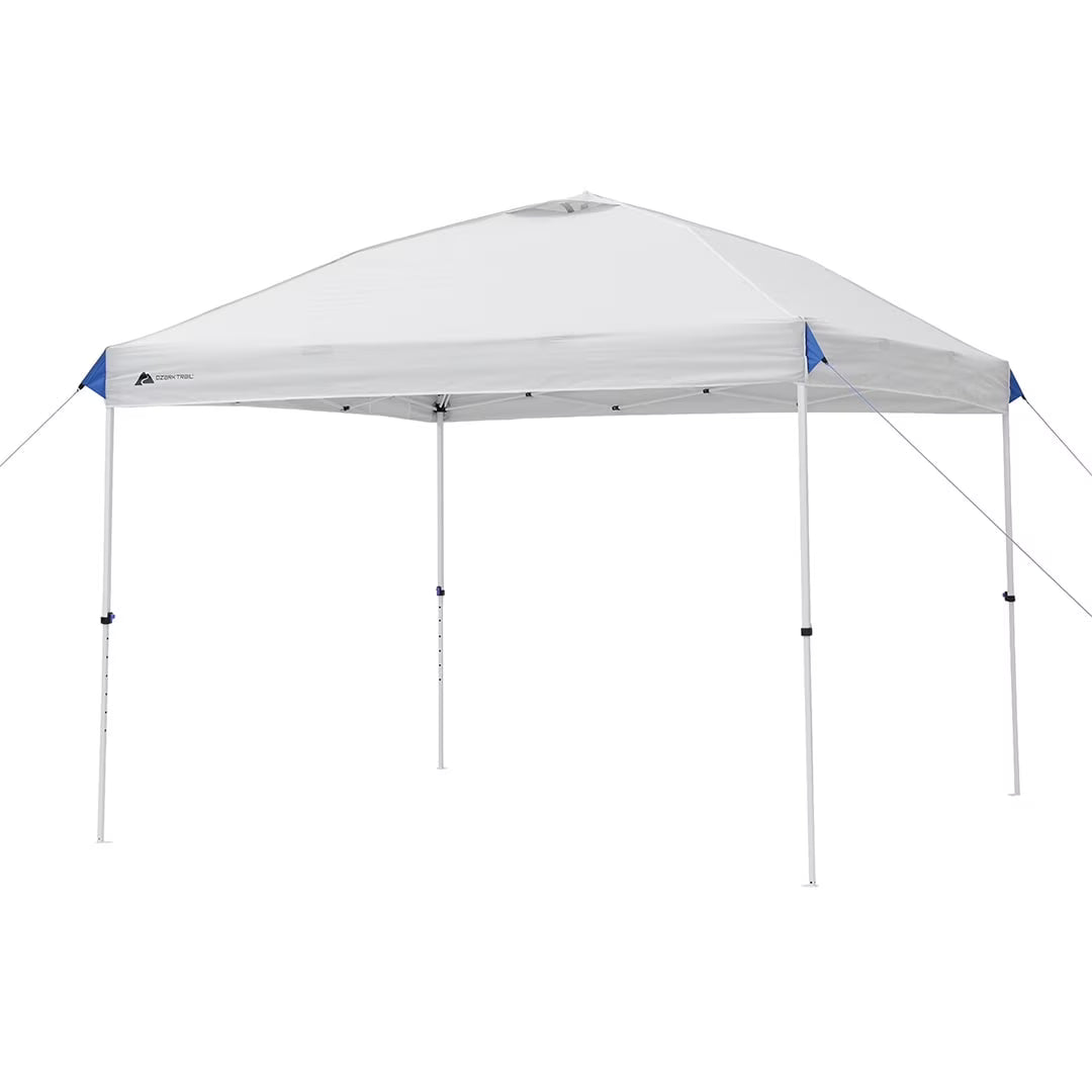 Ozark Trail 10x10 Instant Pop Up Canopy Tent with Simple Push Setup – Straight Leg Pop-Up Tent for Tailgating, Camping & Events, White