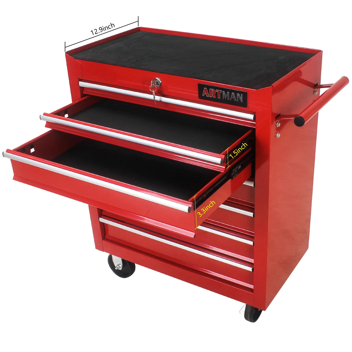 Broadfashion Rolling Tool Box 7 Drawer Tool Chest with Wheels Tool Boxes & Organizers, Alloy Steel Blue, 48.5 Pounds