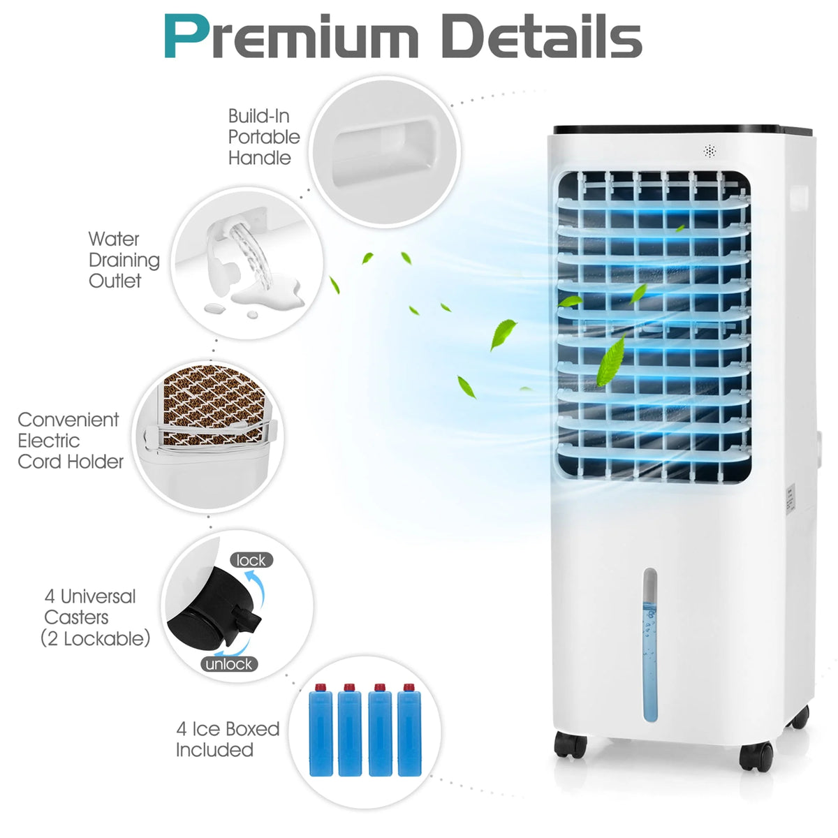 Gymax Evaporative Cooler Portable Air Cooler w/ 4 Ice Boxes & Remote Control