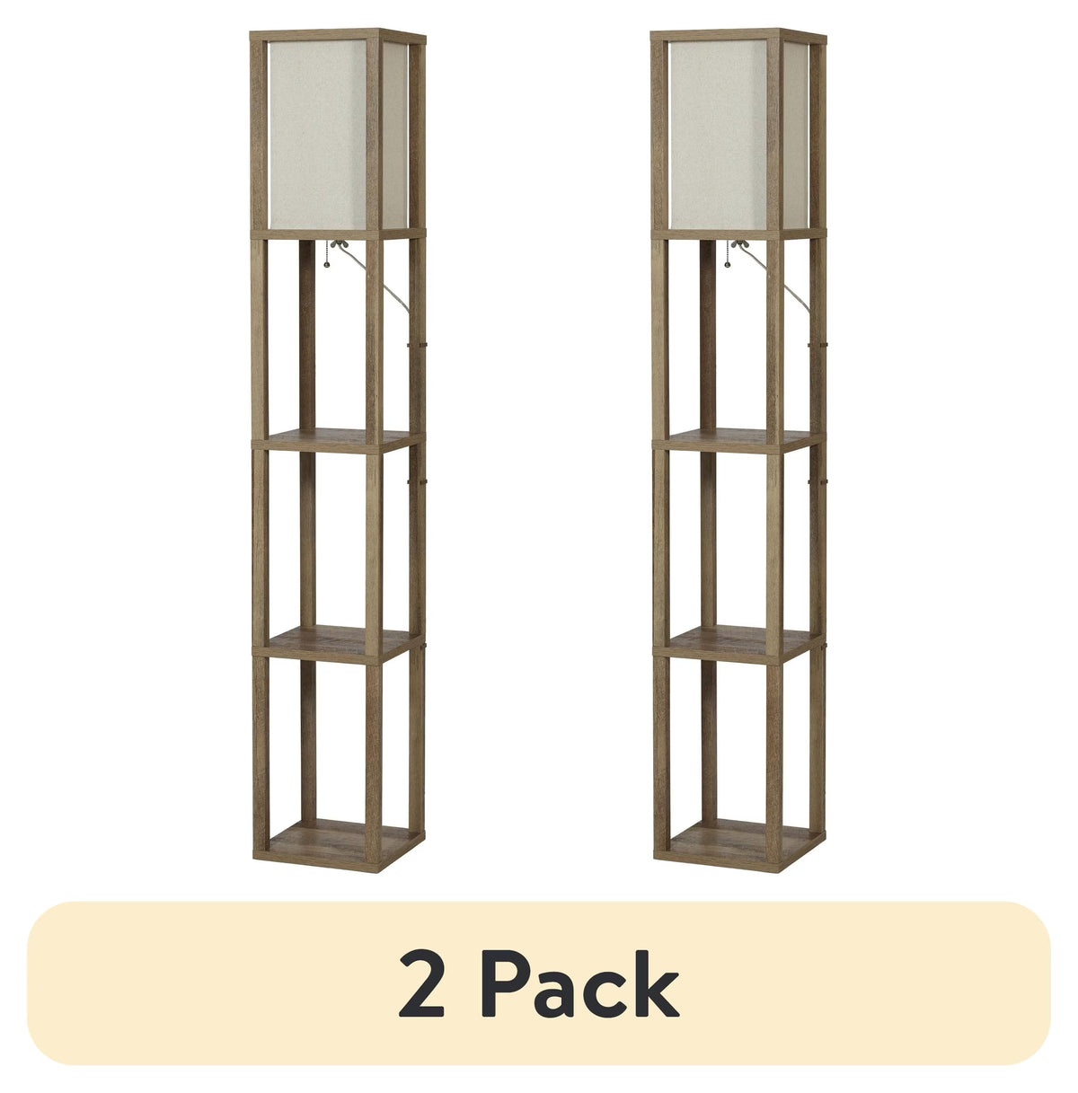 Better Homes & Gardens 62.25" Modern Pull Chain Weathered Floor Lamp with Natural Square Shade