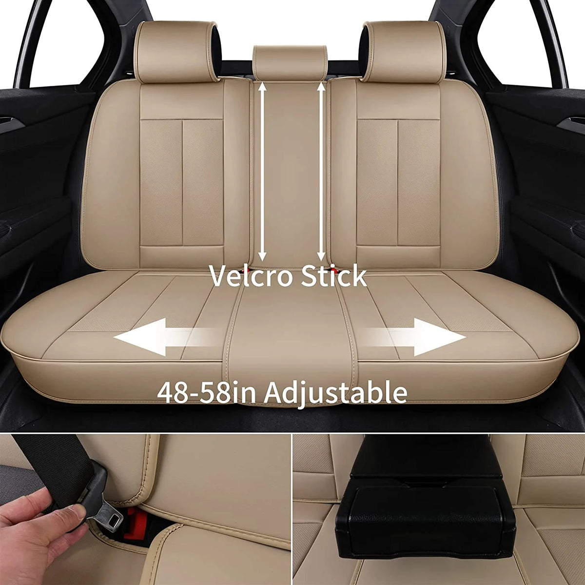 Coverado Black Front Car Seat Covers, Stylish Waterproof Premium Leather Automotive Seat Protectors, Airbag Compatible Auto Interior Accessories Universal Fit for Most Cars SUV Pick-up Trucks