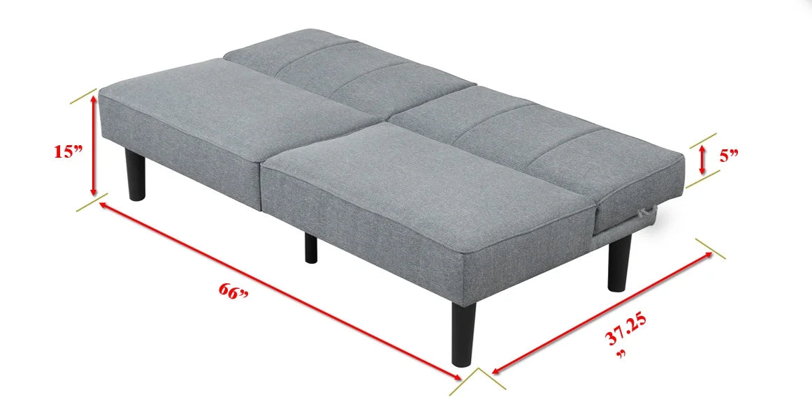 Mainstays 66" Studio Futon, Gray Linen Upholstery