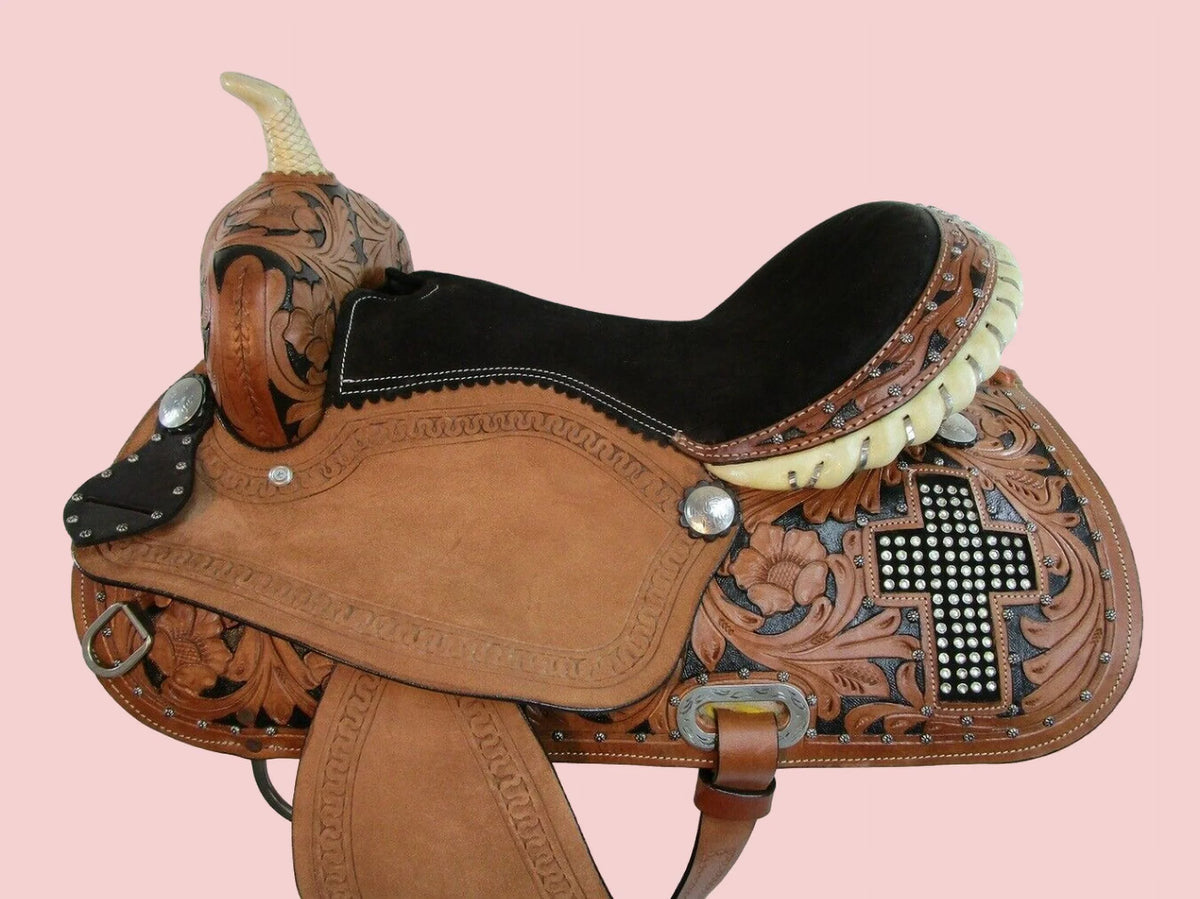 COMFY TRAIL WESTERN HORSE SADDLE PLEASURE FLORAL TOOLED LEATHER TACK