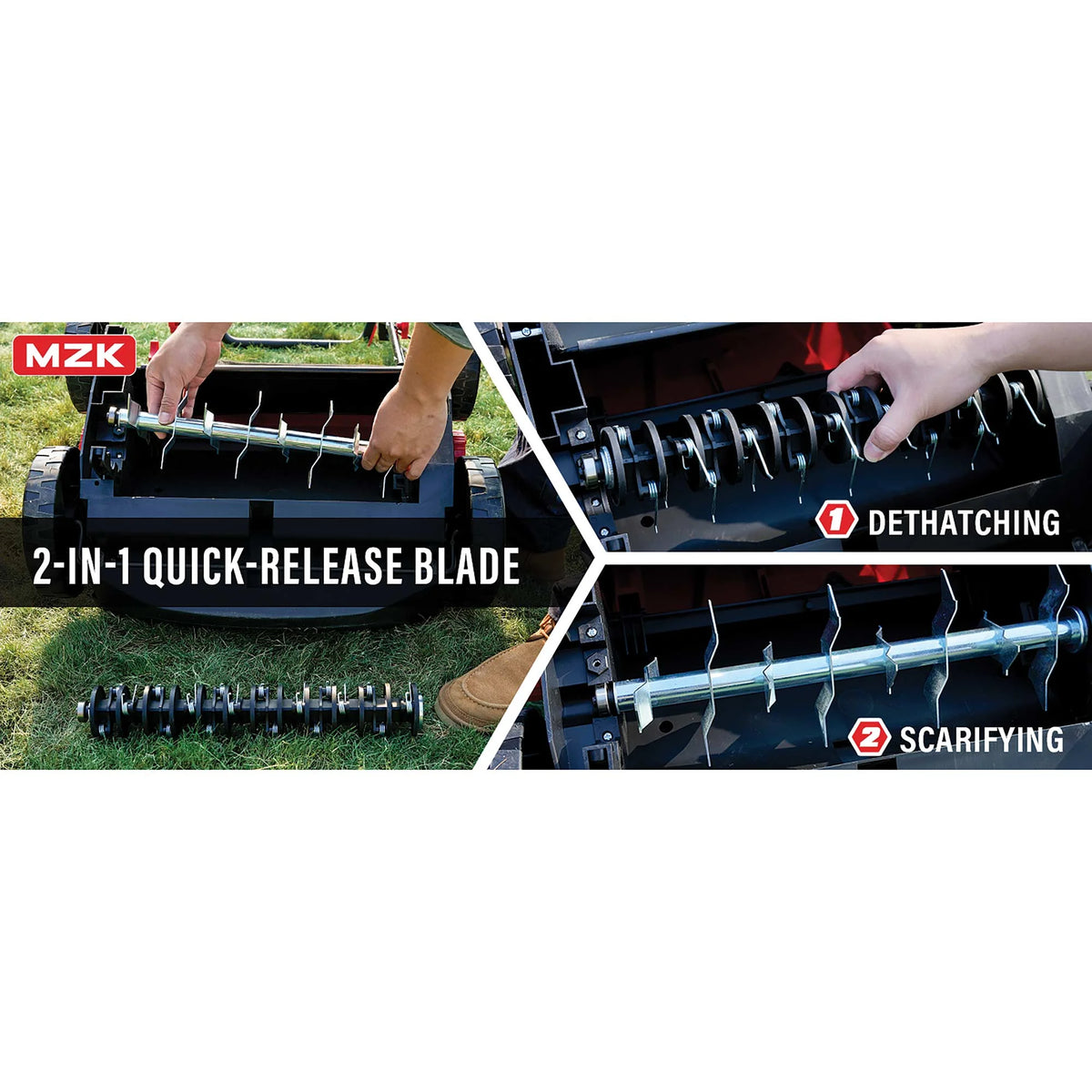 Mzk Electric Dethatcher &amp; Scarifier, Powerful Lawn Rake for Healthy Grass Growth