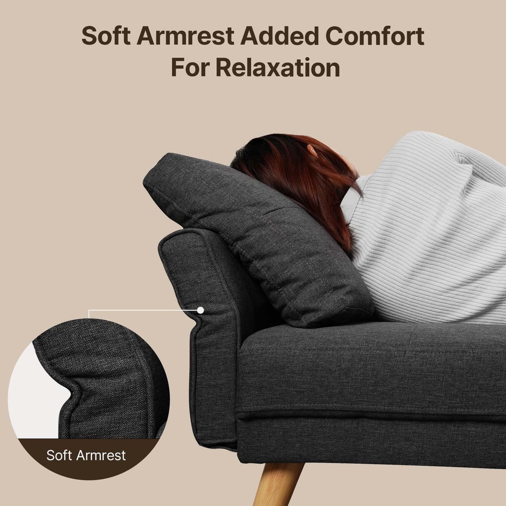 Aiho 82" L Modern Sofa, L-shaped Sofa with 3 Comfortable Pillows for Living Room, Apartment, Studio, Office - Dark Grey