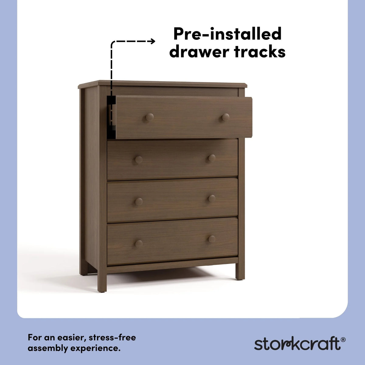 Storkcraft Alpine 4 Drawer Nursery Dresser, White