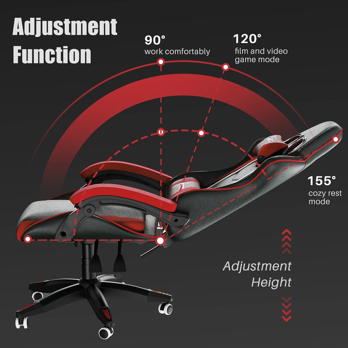 Bigzzia Gaming Chair Pu Leather Office Chair with Ergonomic Lumbar Pillow, Reclining Racing Game Chair Backrest and Seat Height Adjustable Swivel Recliner,Esports Chair with Headrest,Blue