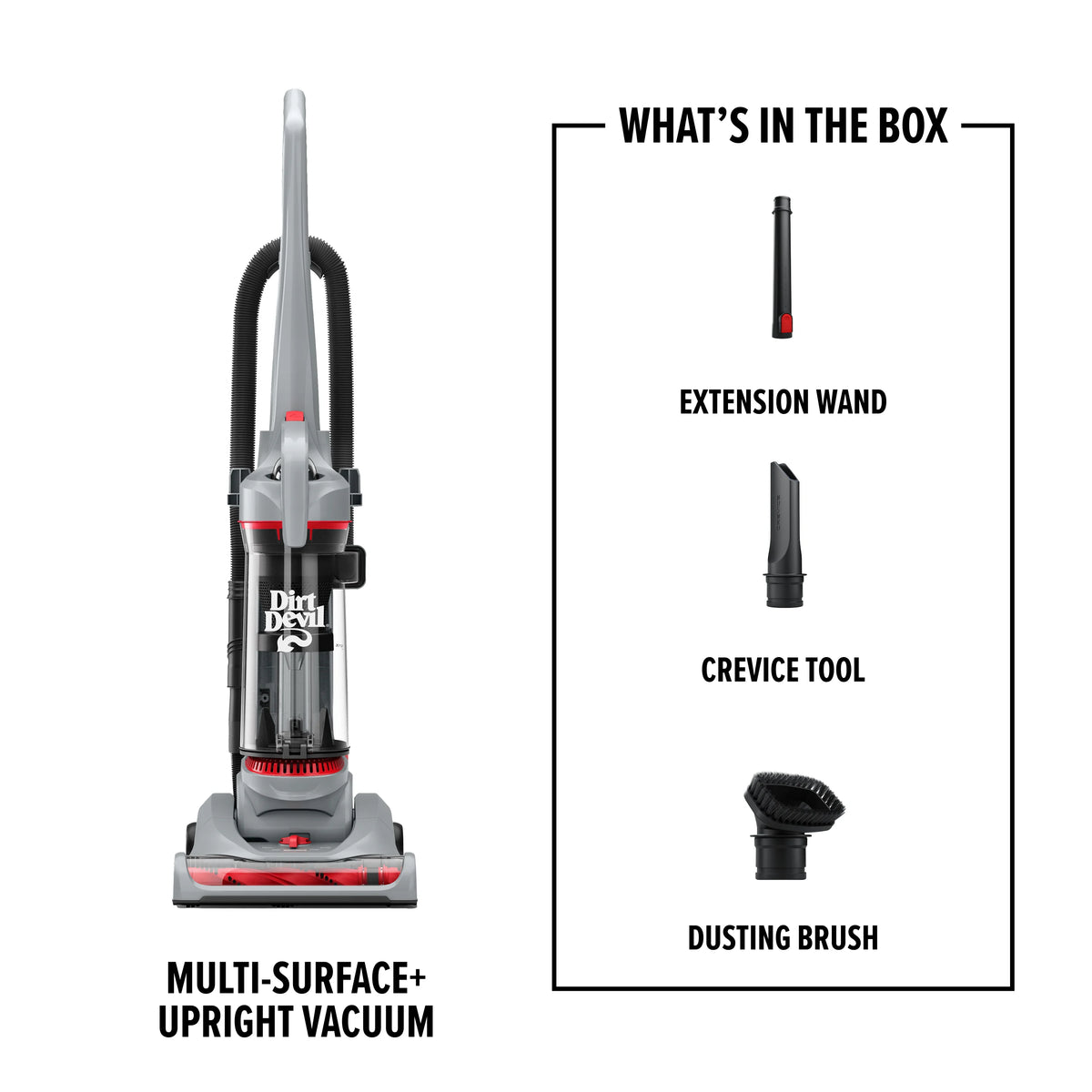 Dirt Devil Performance Pet Bagless Upright Vacuum Cleaner, Pet Friendly, for Carpet & Hard Floors, Above Floor Cleaning, Lightweight, UD76211V, Gray