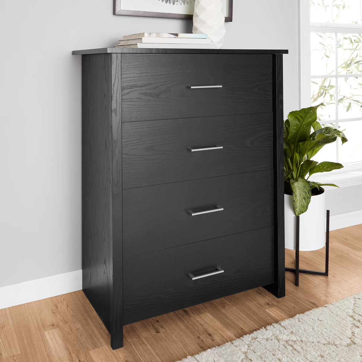 Mainstays Hillside 4-Drawer Dresser, Charcoal Finish