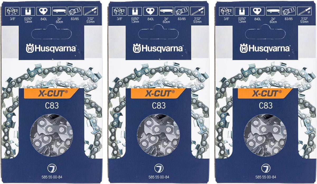 Husqvarna 585550084 24" C83 X-Cut 24" Chain 3/8" .050" 84 DL 3 Pack