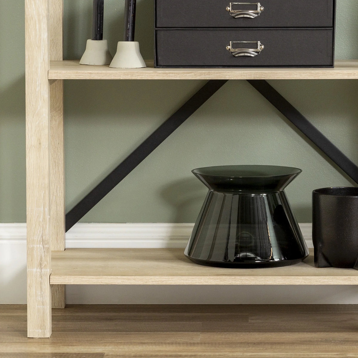 Walker Edison Rustic Industrial 4-Shelf Bookcase, Dark Walnut