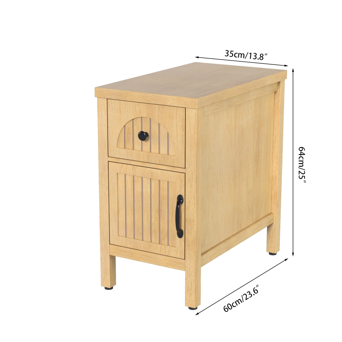 Narrow Nightstand with Drawers, Wood End Table, Narrow Side Table, Modern Sofa Side Table