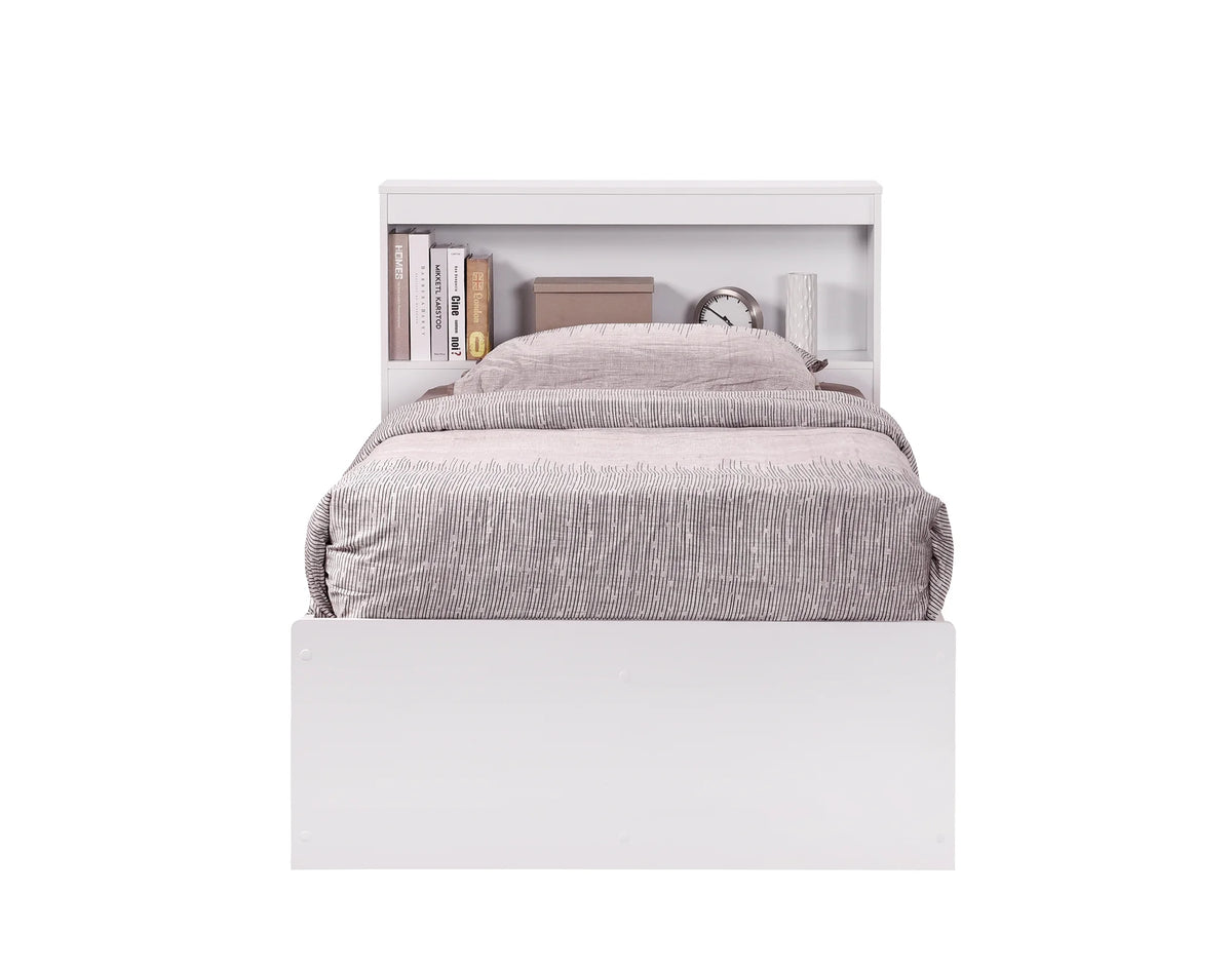Hodedah Twin-Size Captain Bed with 3-Drawers and Headboard in White