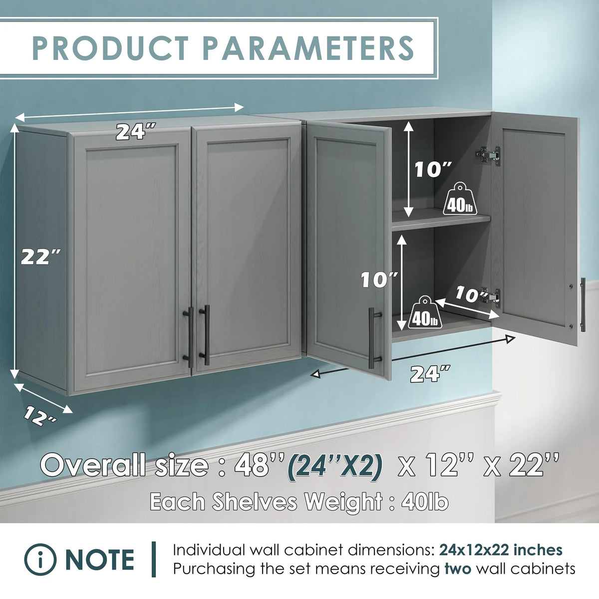 POLIHOME Display Wall Cabinet with Tempered Glass Doors��Storage Cabinet with Adjustable Shelves