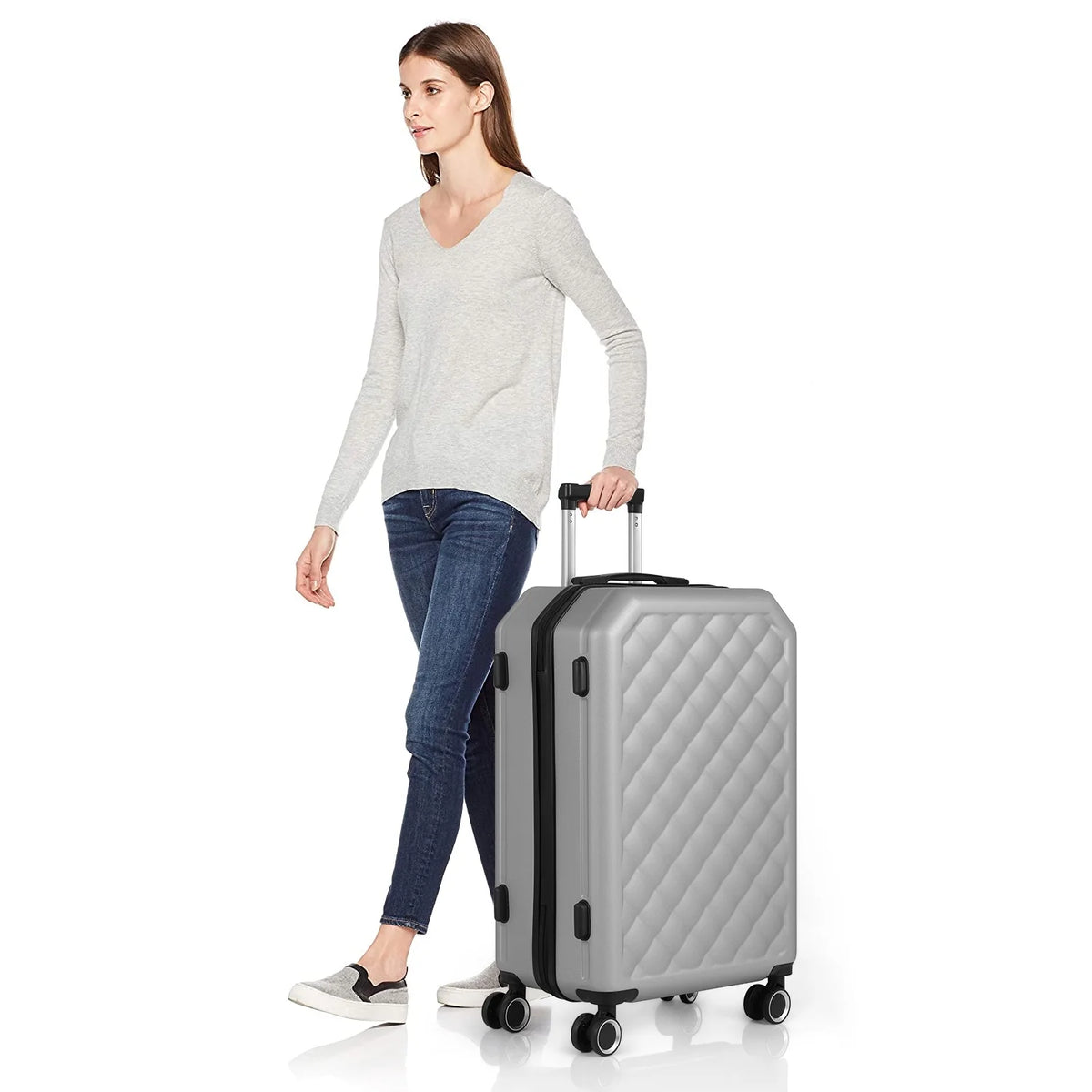 Luggage 3-Pieces Set ABS Durable Suitcase Beige 20"24"28"