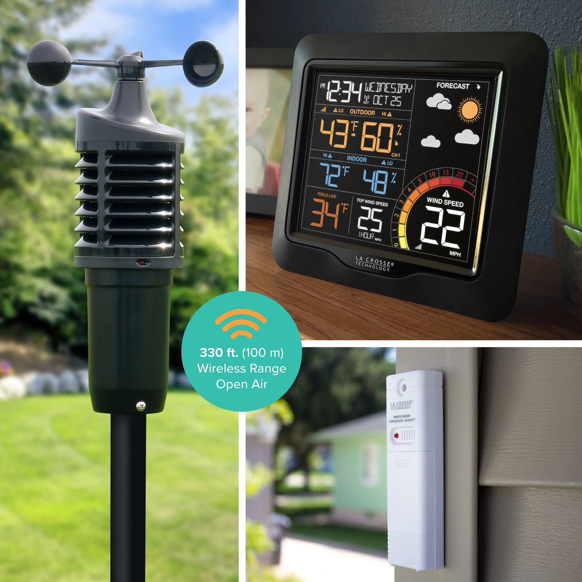 La Crosse Technology L76225 Digital Color Wind & Weather Station with Wind Sensor