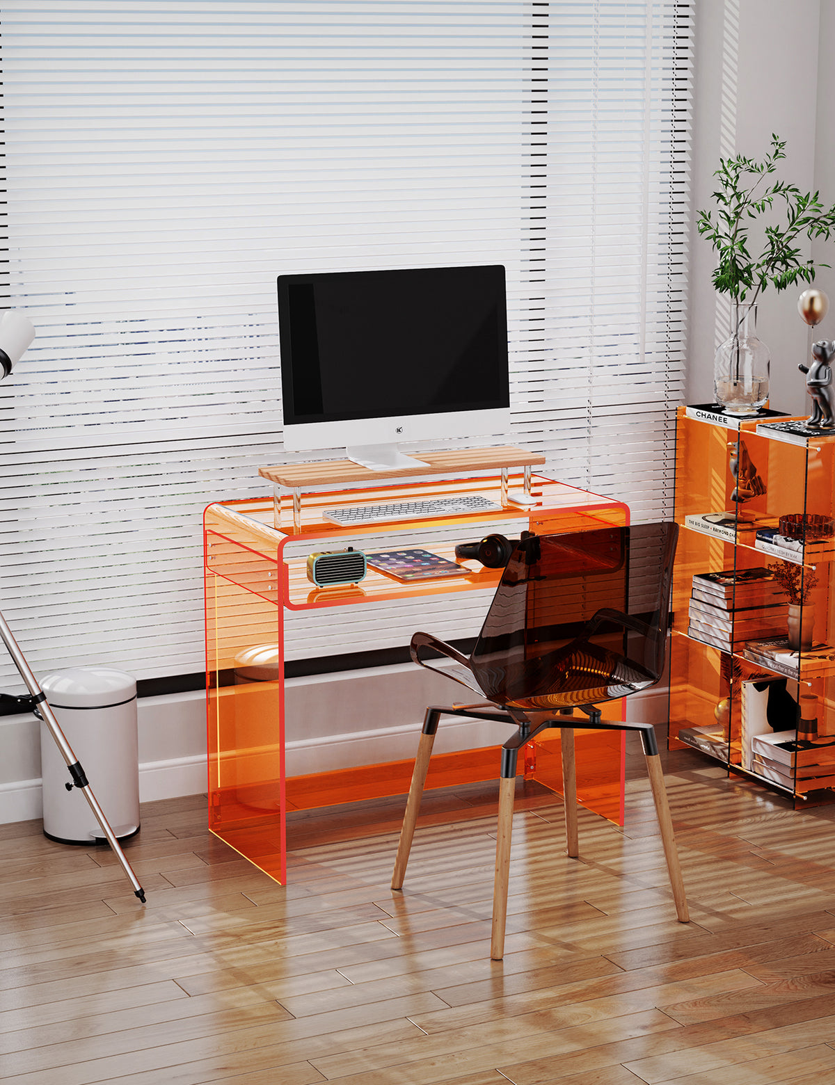 Solaround Acrylic Modern and Sleek Computer Office Desk, Clear