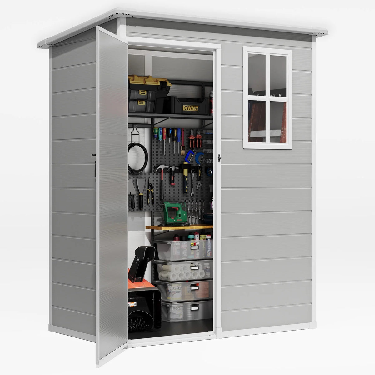 Lofka 6 x 4 FT Galvanized  Metal Outdoor Storage Shed with Double Lockable Doors and Air Vents for Patio, Garden, Backyard, Lawn, Dark Gray