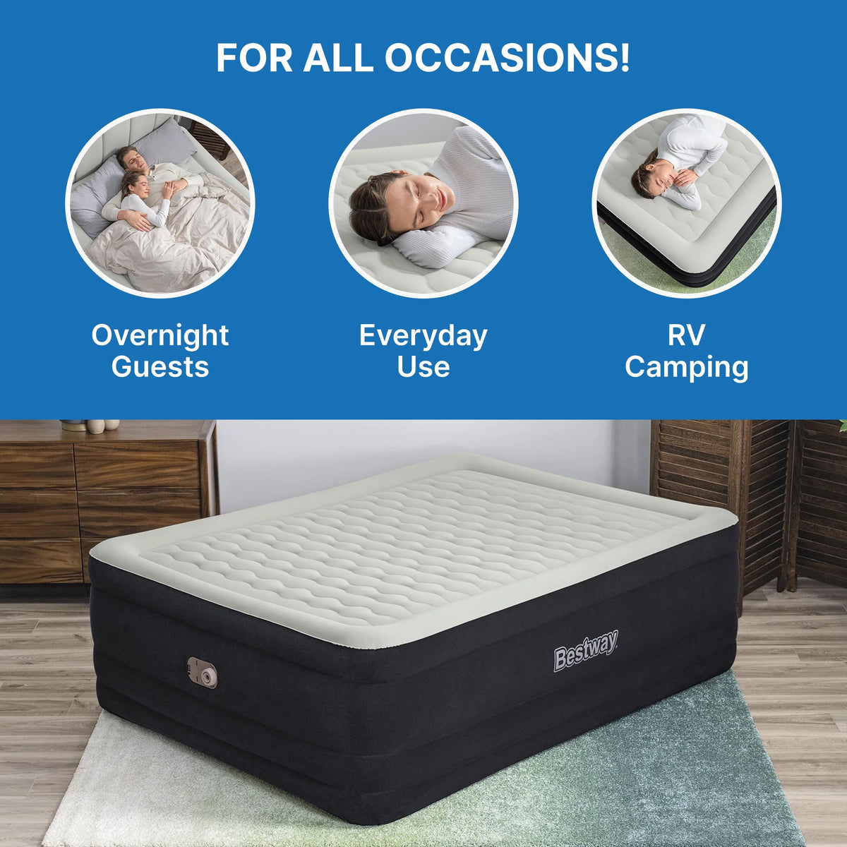 Bestway Tritech Air Mattress Queen 24" with Built-in AC Pump Included