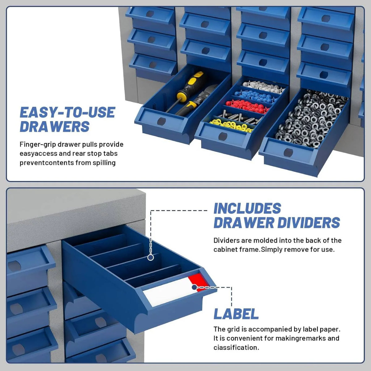 Reykilor 100 Drawers Small Parts Cabinet Bolt and Nut Tool Storage Cabinet Hardware Organizer Electronic Component Sorting Storage