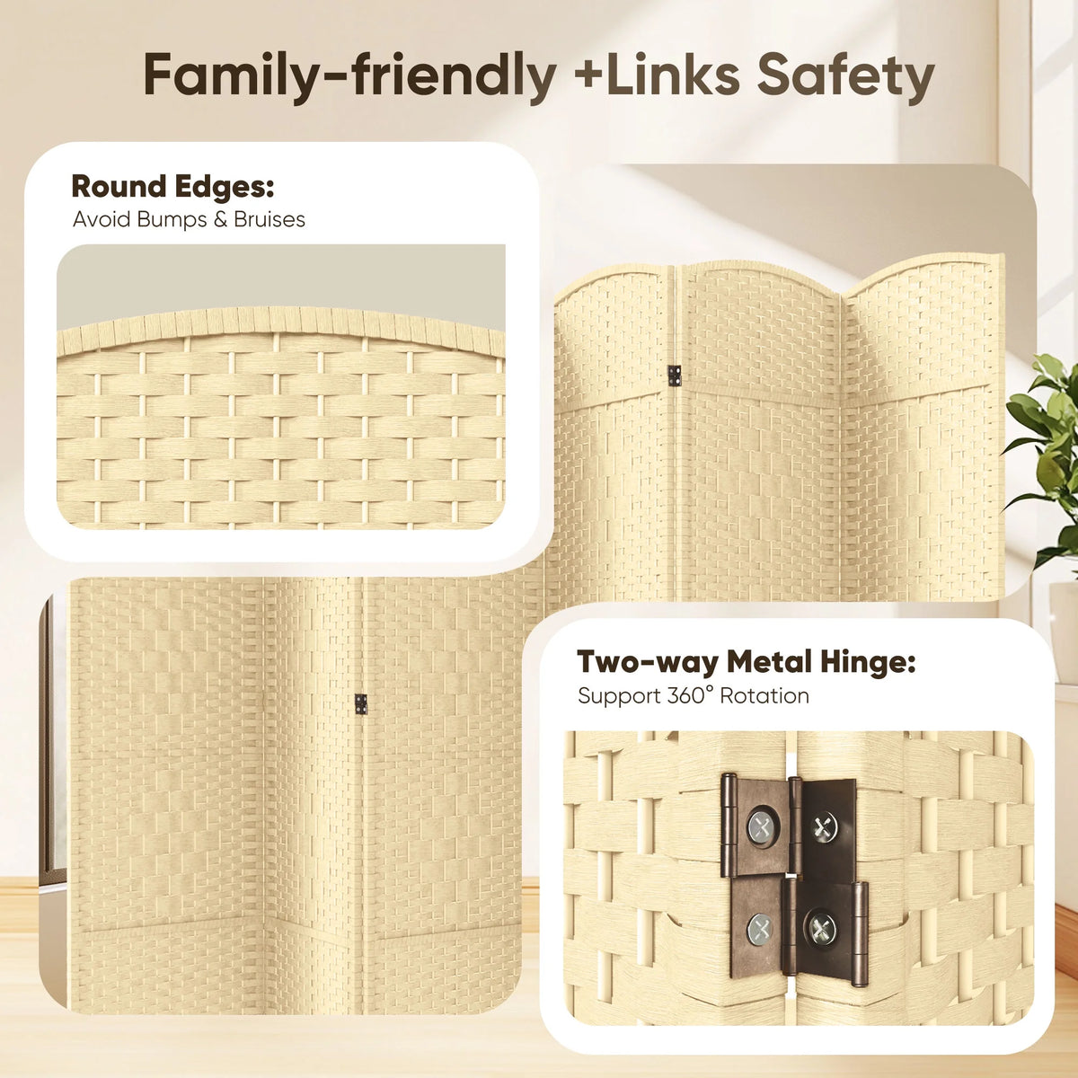 Jostyle Room Divider 6ft. Tall Extra Wide Privacy Screen, Folding Privacy Screens Freestanding Nature