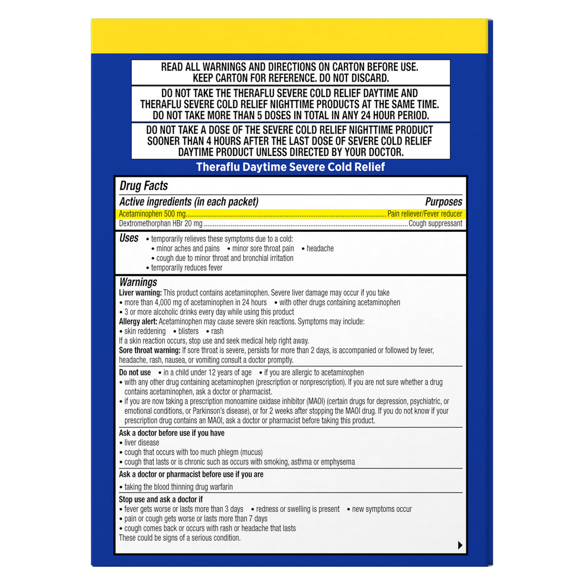 Theraflu Severe Cold Relief Medicine Powder, 24 Packets