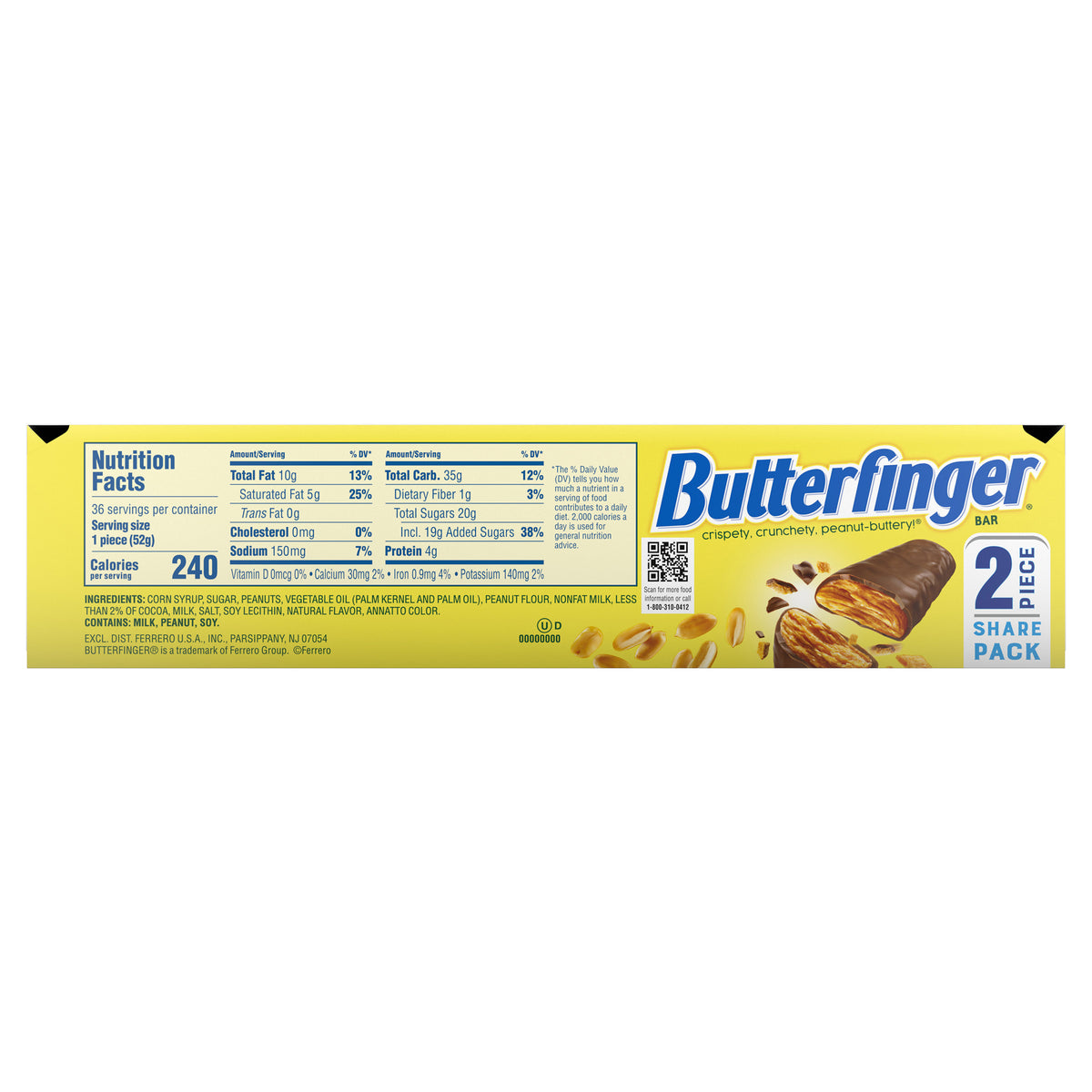 Butterfinger, Share Size  Pack, 3.7 oz, 18-count