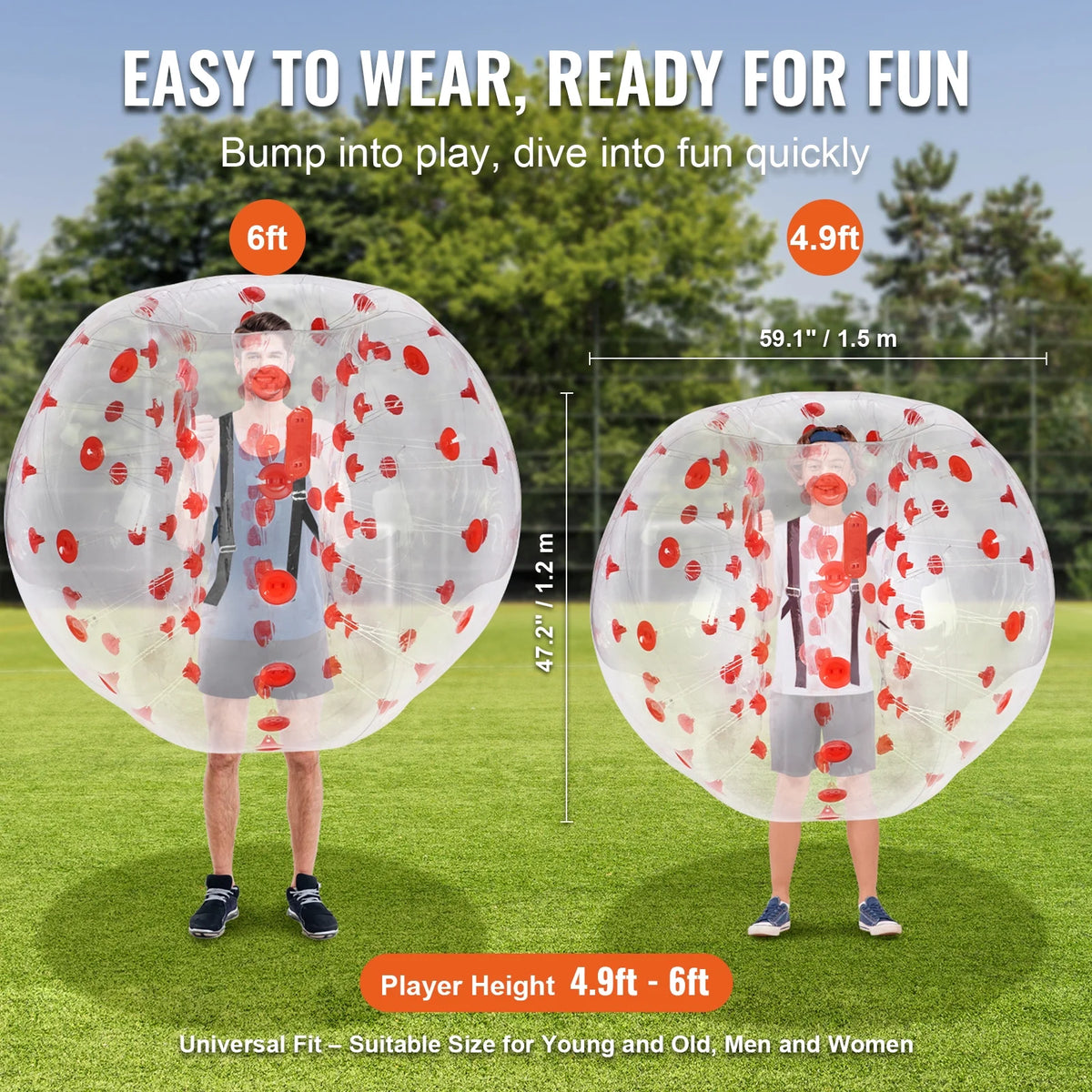 KFFKFF Inflatable Defense Ball 1-Pack 5FT/1.5M PVC Sumo Ball Suitable for Teenagers and Adults