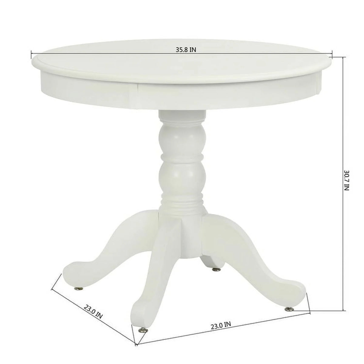Homylin 35.8" White Round Pedestal Dining Table with Solid Wood Legs