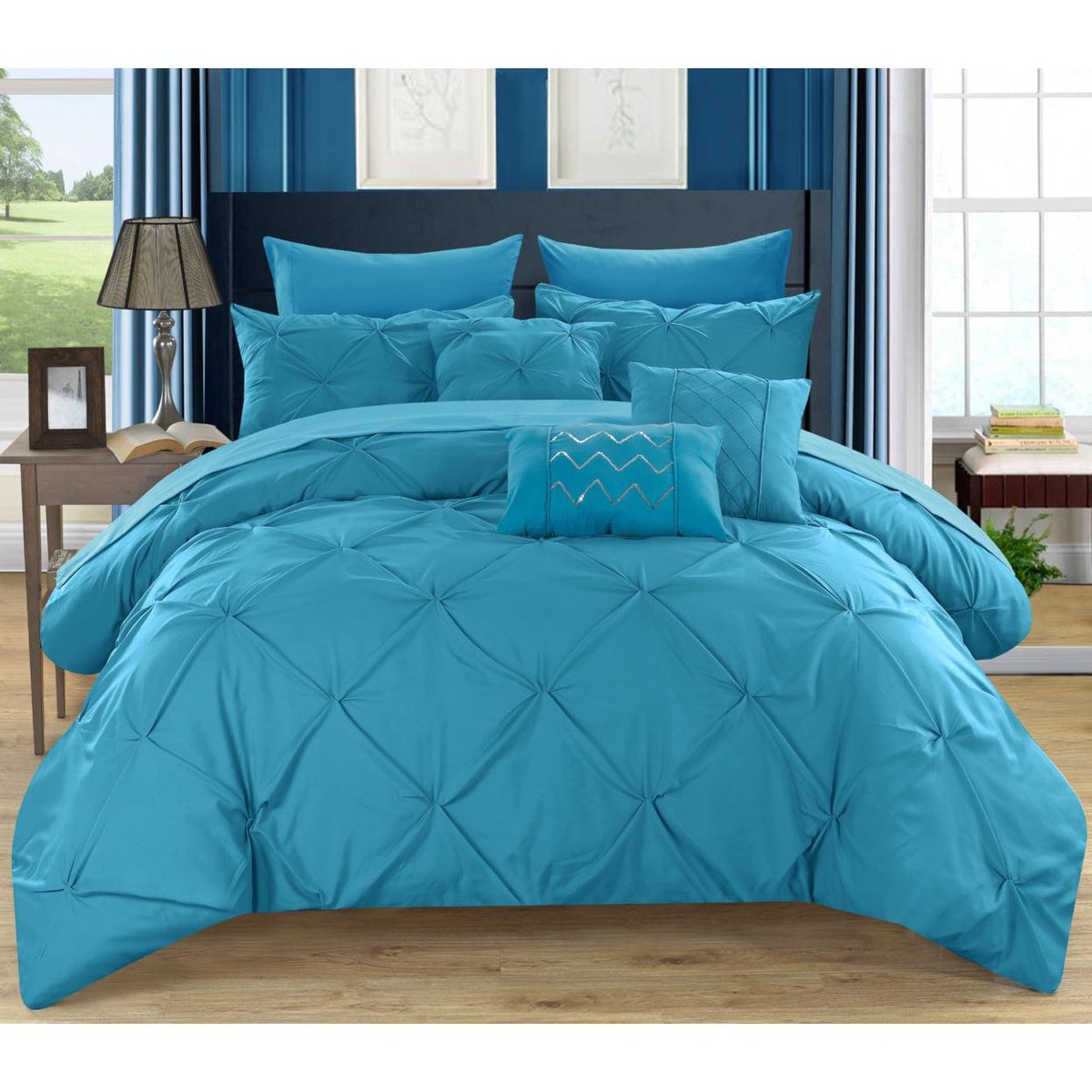 Alvatore Pinch Pleated Bed in a Bag Comforter Set