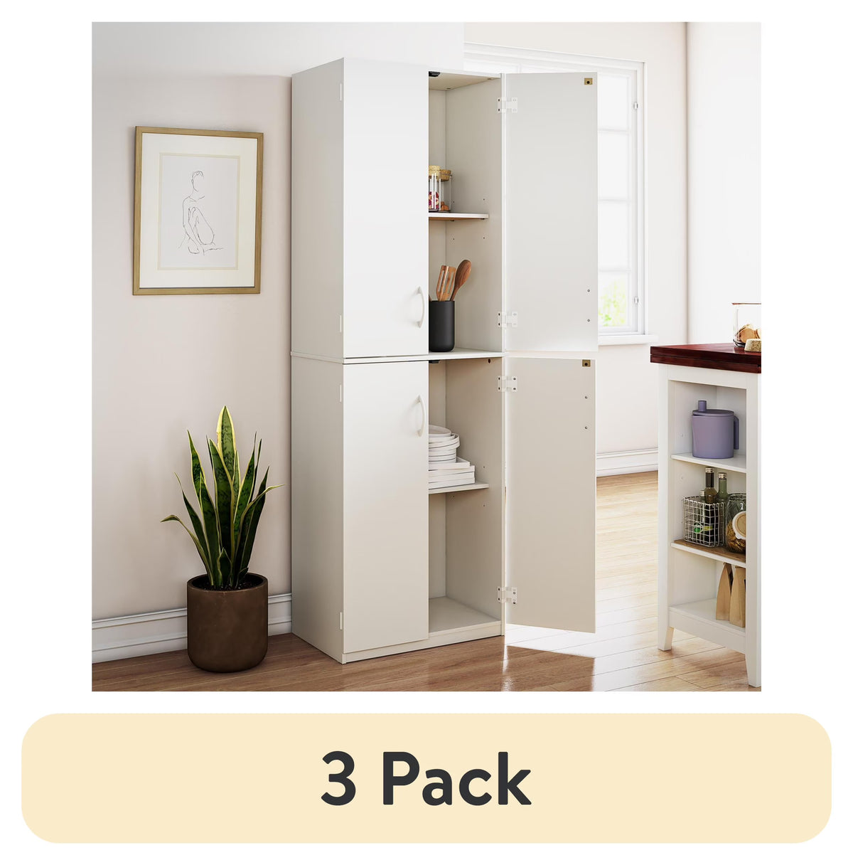 Mainstays 72" 4-Door Storage Cabinet, Espresso