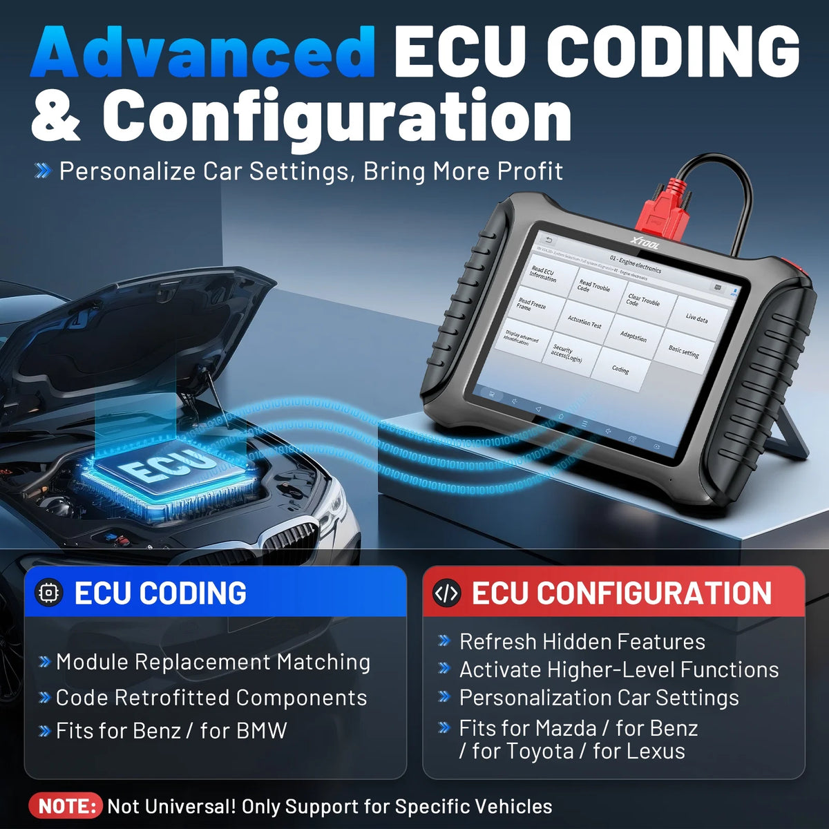 XTOOL X100 Pad 3 Automotive OBD2 Scanner with Bidirectional Control Full System Diagnostic Scan Tool Key Fob Programmer, 38 Services