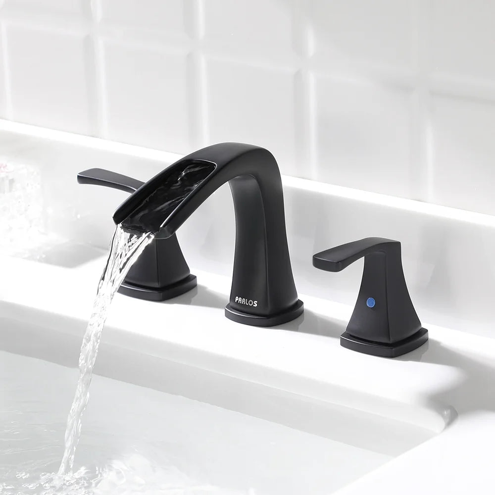 PARLOS Waterfall Widespread Two Handles Bathroom Sink Faucet , Polished Chrome