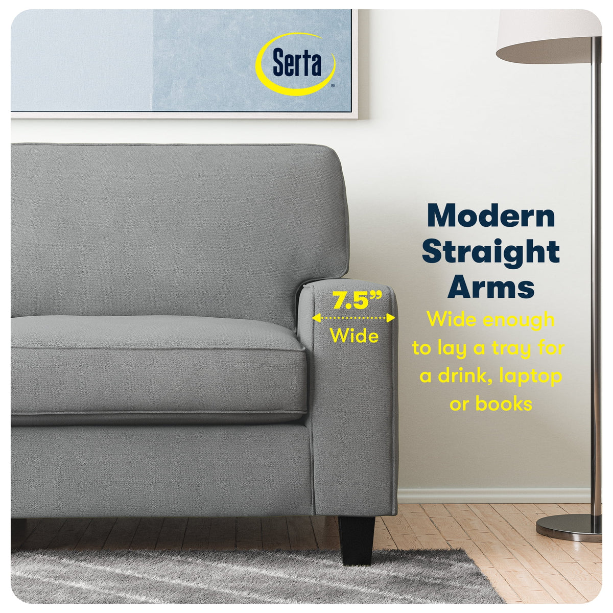Serta Palisades 61" Track Arm Sofa Loveseat with Removable Covers Beige