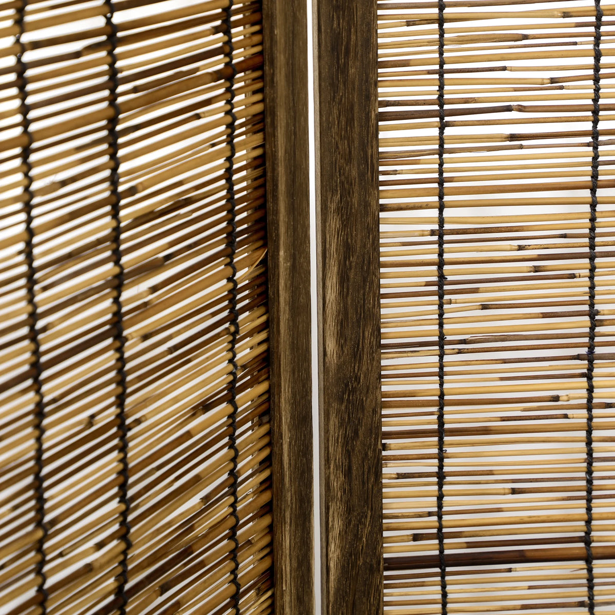 HOMCOM Woven 4 Panel Room Divider, 5.5' Tall Folding Privacy Screen, Brown