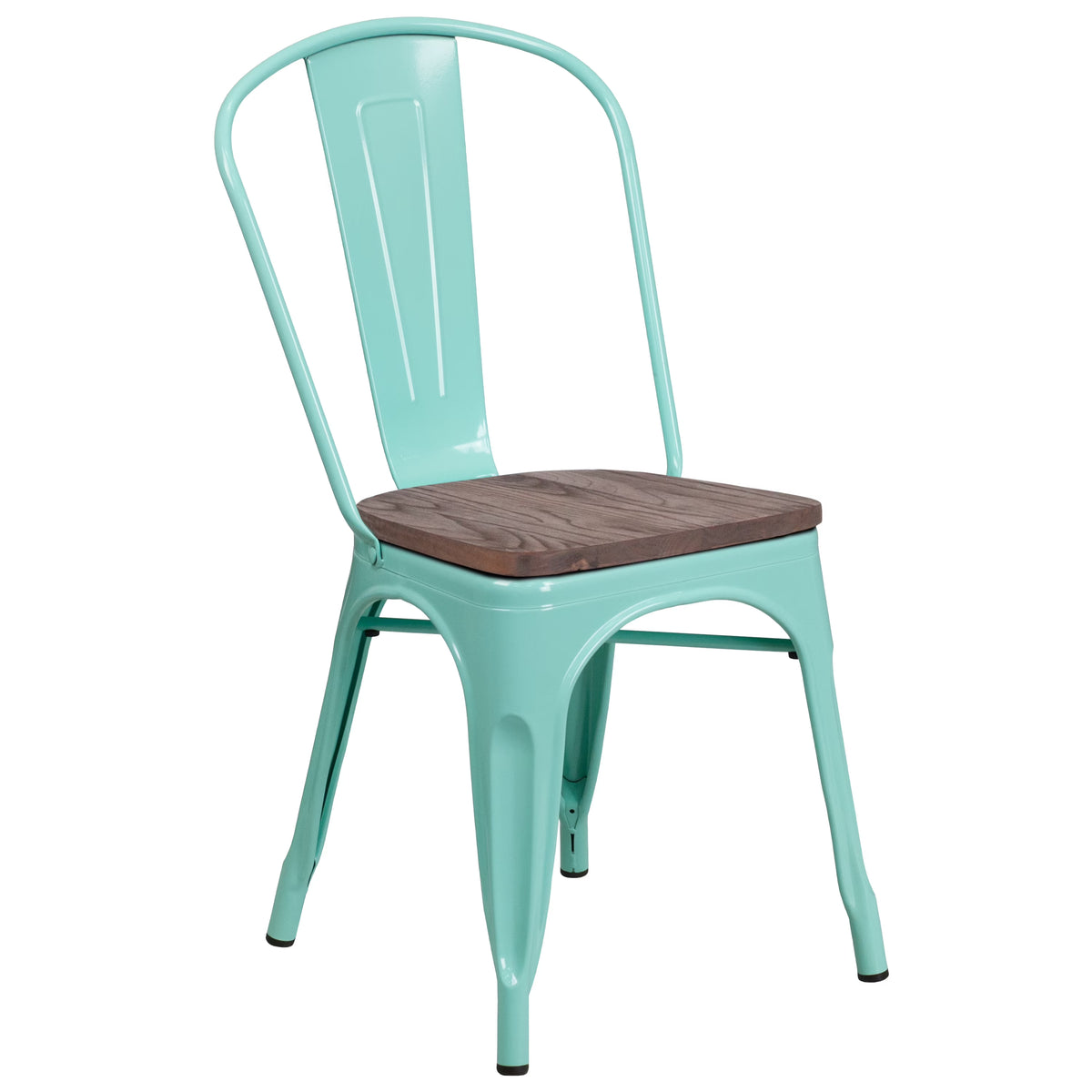 Flash Furniture Copper Metal Stackable Chair with Wood Seat